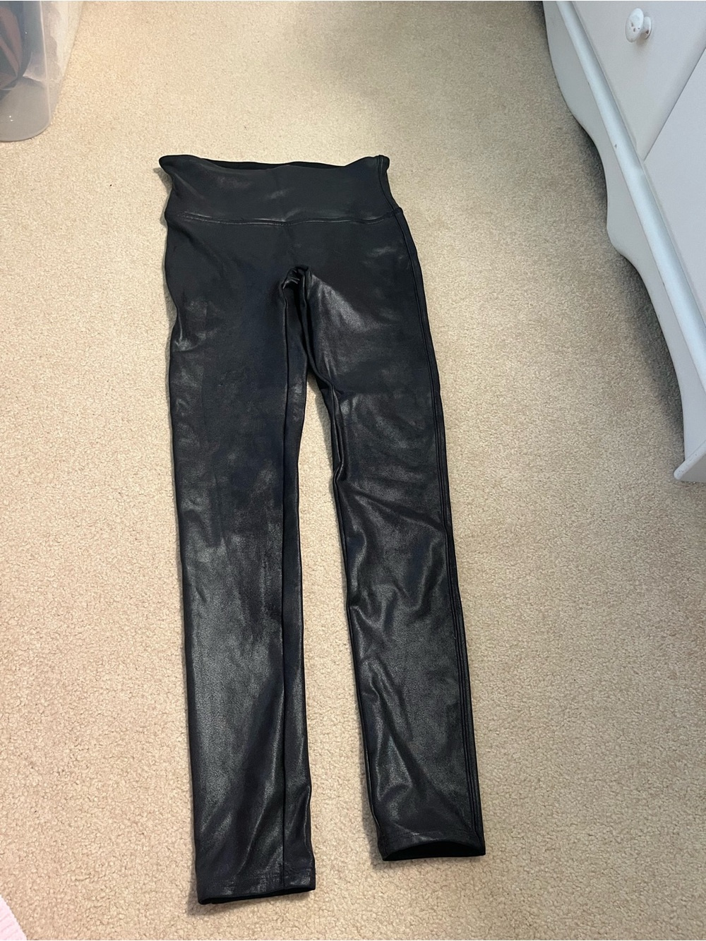 SPANX Black Shiny High-Waist Leggings
